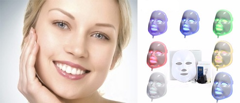 La terapia de luz LED. Máscara facial.